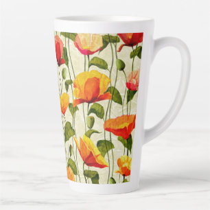Caneca De Café Latte Poppies Brilhantes