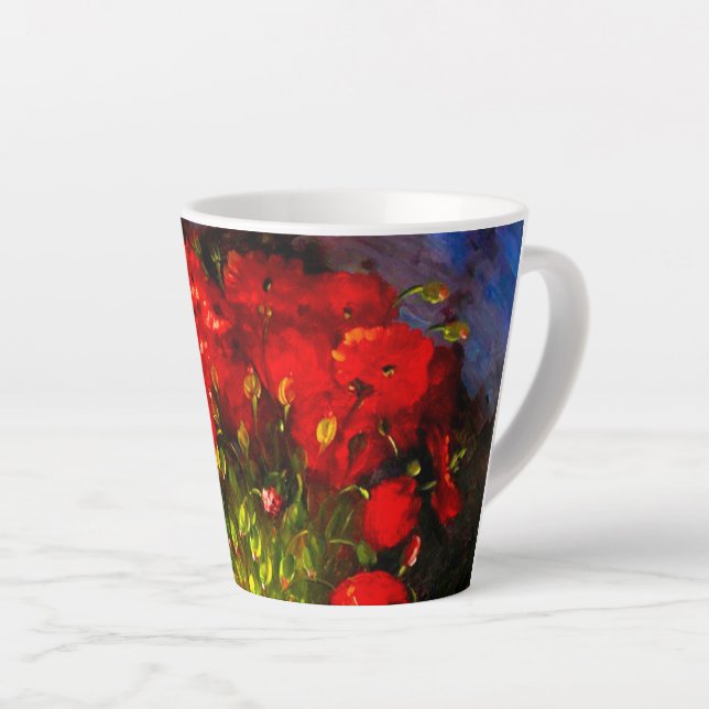 Caneca De Café Latte Poppies Vermelhos Van Gogh (Ângulo direito)