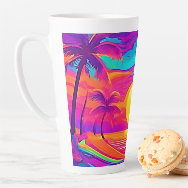 Caneca De Café Latte Pôr do Sol Azul e Laranja (In Situ)