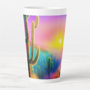 Caneca De Café Latte Pôr do sol colorido no deserto