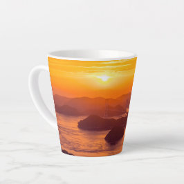 Caneca De Café Latte Pôr do sol em Kurushima Kaikyo Bridge e Kurushi