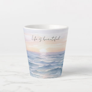 Caneca De Café Latte Pôr do Sol Oceânico Lindo