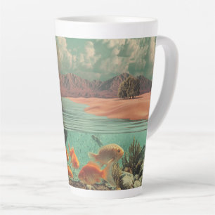 Caneca De Café Latte Porta Surrealista no Deserto com Submersão