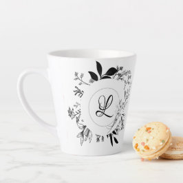 Caneca De Café Latte Portas das Flores Selvagens Monograma Latte