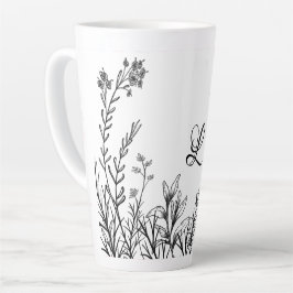 Caneca De Café Latte Portas das Flores Selvagens Monograma Latte