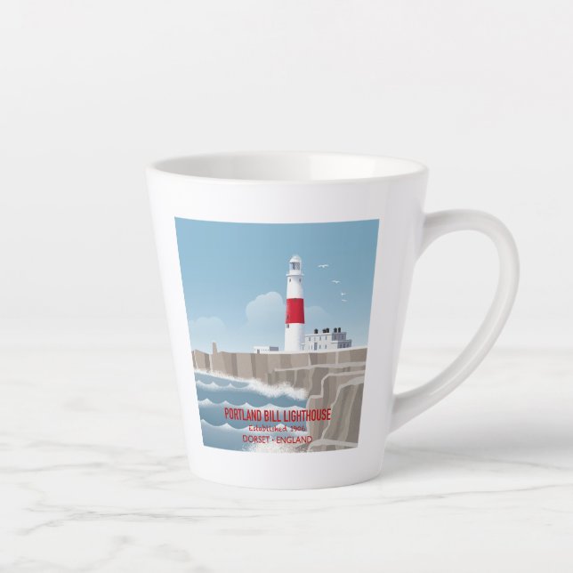 Caneca De Café Latte Portland Bill Lighthouse (Direita)