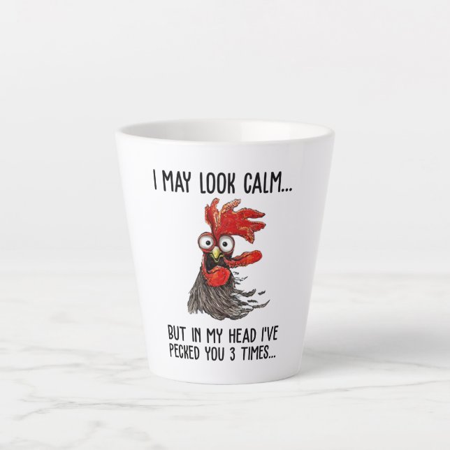 Caneca De Café Latte Posso parecer tranquilo, mas na minha cabeça, eu t (Frente)