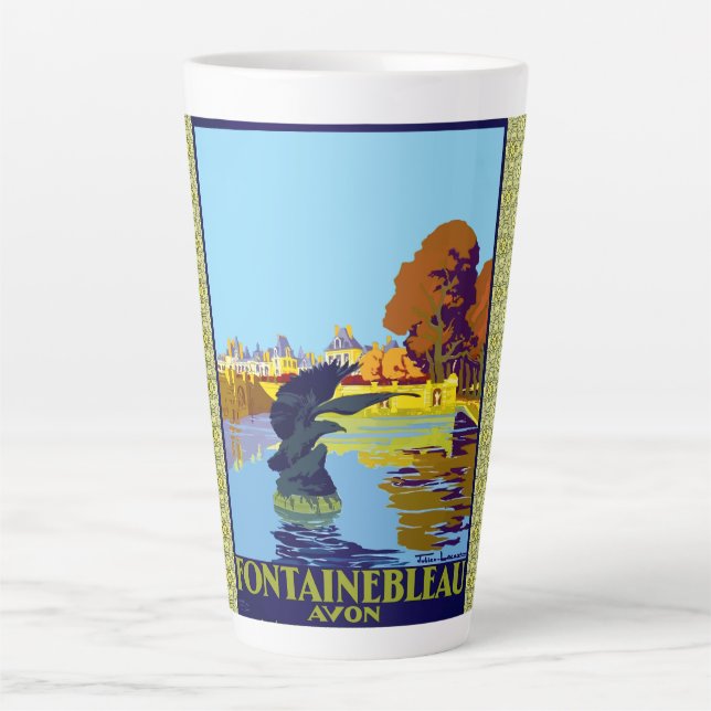 Caneca De Café Latte Poster de viagens francês Fontainebleau Avon (Frente)