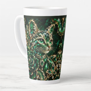 Caneca De Café Latte Pôster do Gato Joia Esmeralda