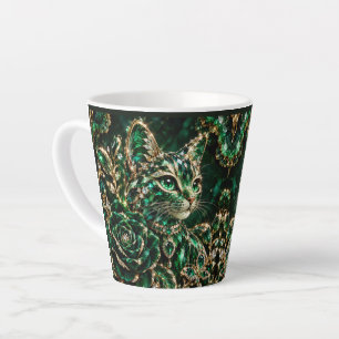 Caneca De Café Latte Pôster do Gato Joia Esmeralda