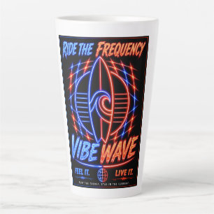 Caneca De Café Latte Pôster Vibe Wave Neon Surf – Estética Retro Synthw