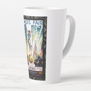 Caneca De Café Latte Poster vintage da Feira Mundial de Chicago de 1933