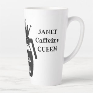 Caneca De Café Latte Pote Personalizado de Cafeine QUEEN