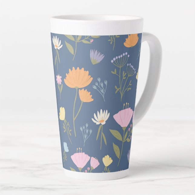 Caneca De Café Latte Prado colorido no azul (Ângulo direito)