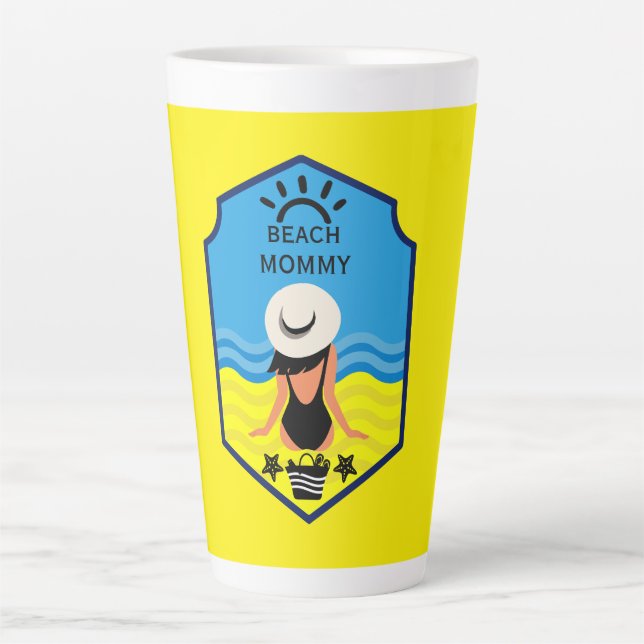 Caneca De Café Latte Praia de Verão Essencial  (Frente)