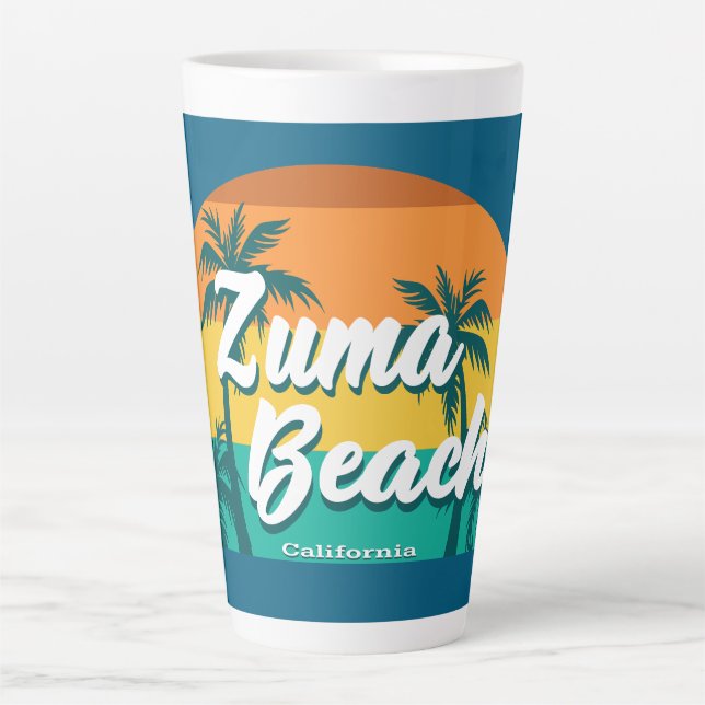 Caneca De Café Latte Praia Zuma Califórnia (Frente)