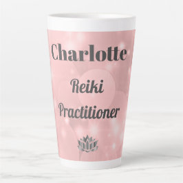 Caneca De Café Latte Praticante Reiki Rosa Sparkly personalizado