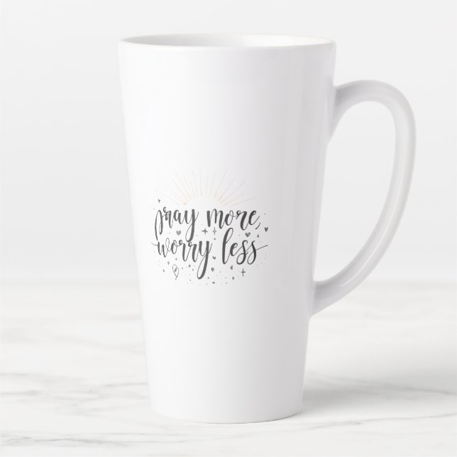 Caneca De Café Latte Pray More Worry Less Mug (Direita)