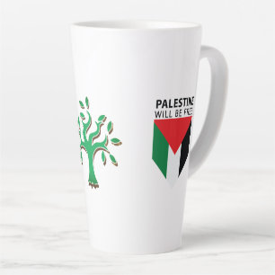 Caneca De Café Latte Prende-se com a Palestina, a Bandeira e a oliveira