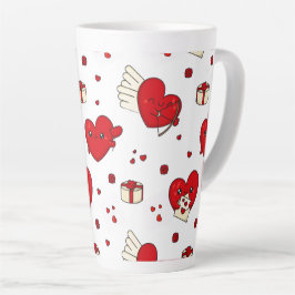 Caneca De Café Latte Presente Chic de Dia dos Namorados Tema Amor Coraç