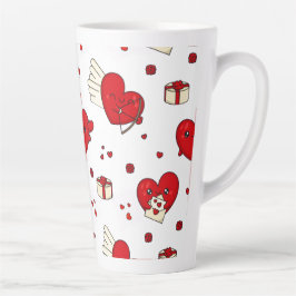 Caneca De Café Latte Presente Chic de Dia dos Namorados Tema Amor Coraç