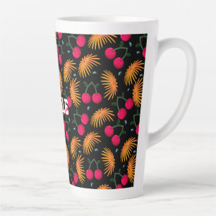 Caneca De Café Latte Presente com estampa floral de cerejeira personali