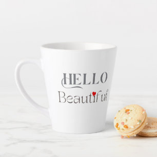 Caneca De Café Latte Presente de Afirmação Positiva Bonita Olá
