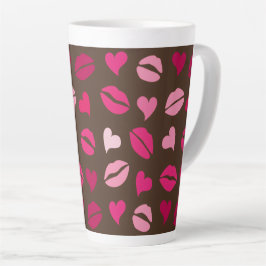 Caneca De Café Latte Presente de Amor com Coração Vermelho Elegante par