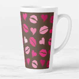 Caneca De Café Latte Presente de Amor com Coração Vermelho Elegante par