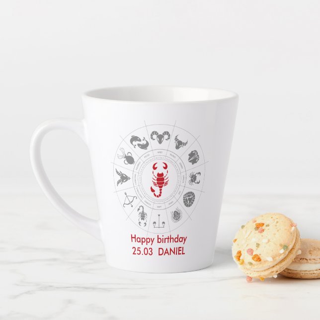 Caneca De Café Latte Presente de aniversário do Scorpio Zodiac Personal (In Situ)