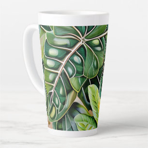 Caneca De Café Latte Presente de Aquecimento da Casa Folhas Tropicais V