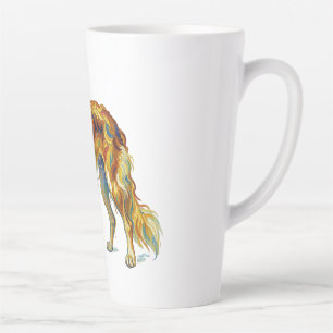 Caneca De Café Latte Presente de Cachorro Desenho de Saluki Colorido Vi