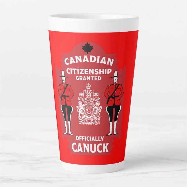 Caneca De Café Latte Presente de celebração de cidadania canadense (Frente)