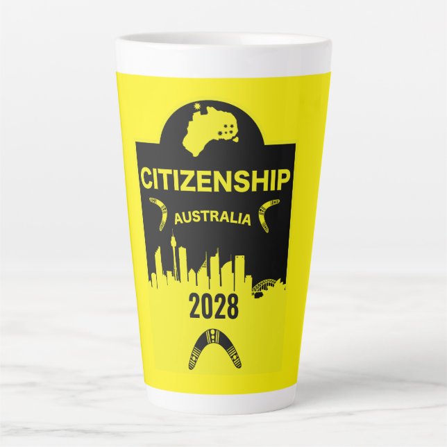 Caneca De Café Latte Presente de cidadania australiana (Frente)
