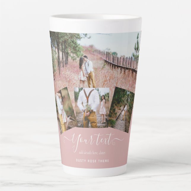 Caneca De Café Latte PRESENTE DE COLAGEM DE FOTOGRAGEM DE Rosa Dusty (Frente)