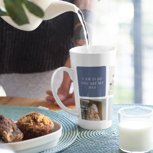 Caneca De Café Latte Presente de Dia de os pais Feliz Azul e Foto de Co