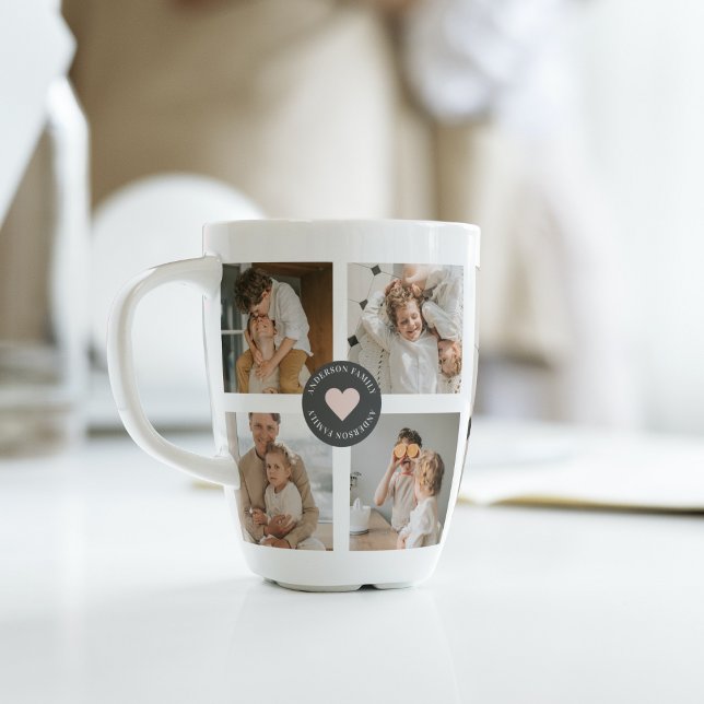 Caneca De Café Latte Presente de Foto Personalizada da Família de Colag (Criador carregado)