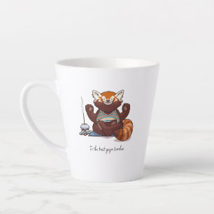 Caneca De Café Latte Presente de Ioga Professor Panda Vermelho Arte de 
