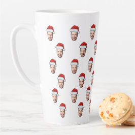 Caneca De Café Latte Presente de Natal de Santa Hat com Foto Personaliz