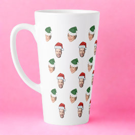 Caneca De Café Latte Presente de Natal de Santa Hat Personalizado Face 