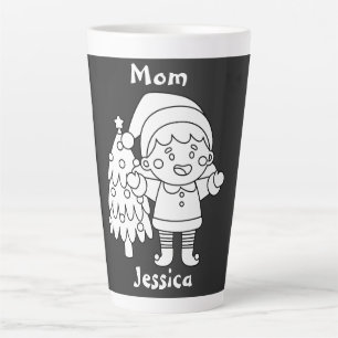 Caneca De Café Latte presente de natal para mãe/esposa, nome personaliz