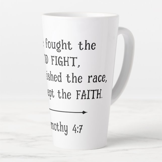 Caneca De Café Latte Presente de Pastor Manter a Fé Cristã (Ângulo direito)