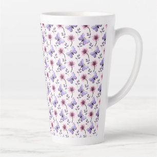 Caneca De Café Latte Presente Floral Borboleta de Primavera