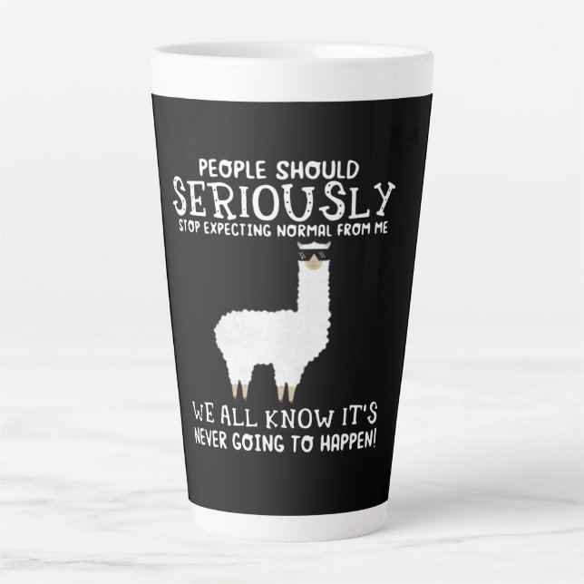 Caneca De Café Latte Presente Llama| As Pessoas devem ser seriamente (Frente)