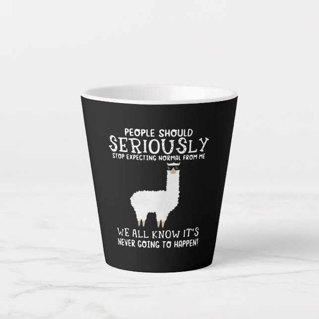 Caneca De Café Latte Presente Llama| As Pessoas devem ser seriamente (Frente)