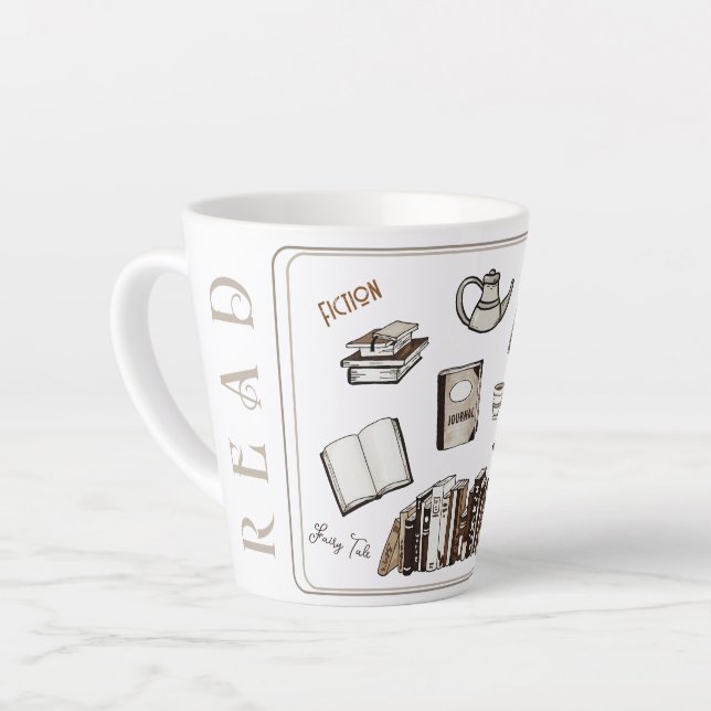 Caneca De Café Latte Presente para Leitor que Bebe Chá (Ângulo esquerdo)