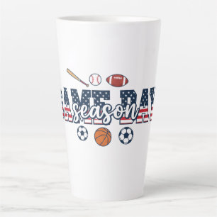 Caneca De Café Latte Presente Patriótico de Temporada de Jogos para Fã