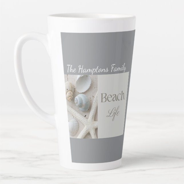 Caneca De Café Latte Presente Personalizado de Conchas Marinhas para Ca (Esquerda)