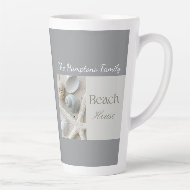 Caneca De Café Latte Presente Personalizado de Conchas Marinhas para Ca (Direita)