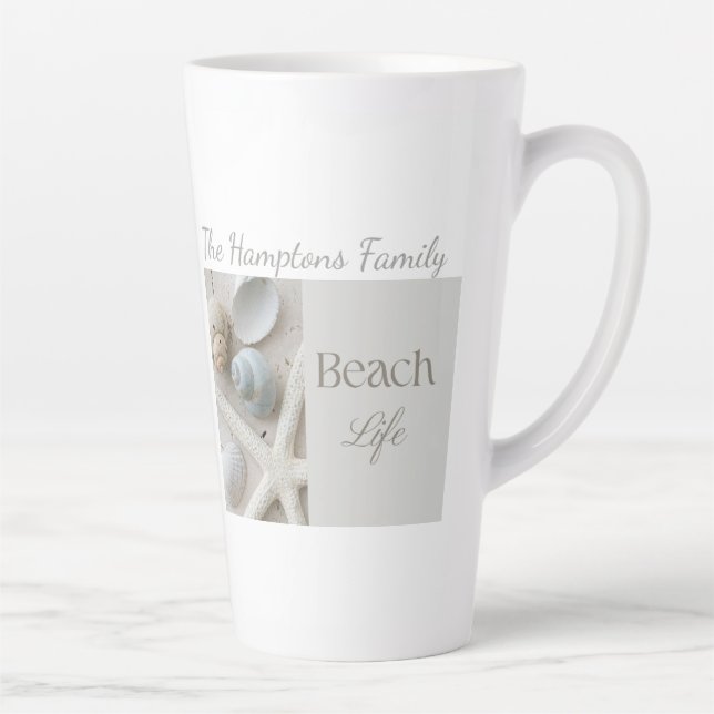 Caneca De Café Latte Presente Personalizado de Conchas Marinhas para Ca (Direita)